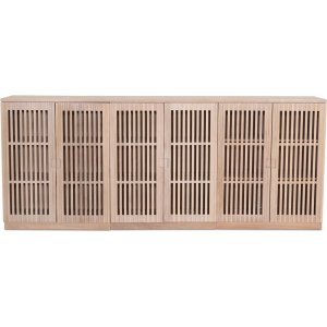 Level sideboard med dörrar i ribbor B210 cm - Whitewash - Skänkar & Sideboards -Skänkar & Sideboards - Hyllor & Förvaring