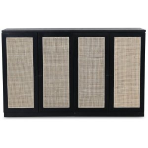 Level sideboard med dörrar i rotting B140 cm - Svart - Skänkar & Sideboards -Skänkar & Sideboards - Hyllor & Förvaring