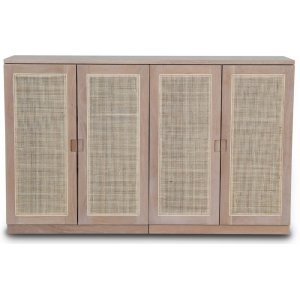 Level sideboard med dörrar i rotting B140 cm - Whitewash - Skänkar & Sideboards -Skänkar & Sideboards - Hyllor & Förvaring