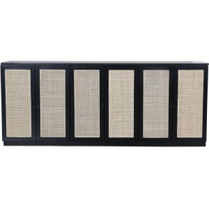 Level sideboard med dörrar i rotting B210 cm - Svart - Skänkar & Sideboards -Skänkar & Sideboards - Hyllor & Förvaring