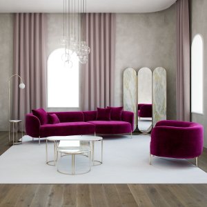 Macaroon divansoffa - Fuchsia - Tygsoffor