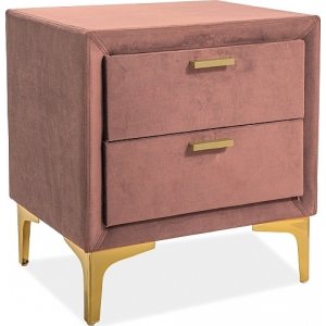 Monako sängbord - Rosa sammet - Sängbord -Sovrumsmöbler - Sängbord