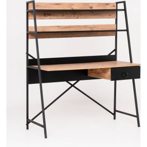 Nova skrivbord 125x55 cm - Brun/svart - Skrivbord med hyllor | lådor
