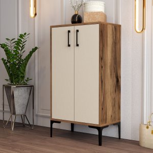 Prag skoskåp - Valnöt/cream - Skoskåp -Skoskåp - Hallmöbler