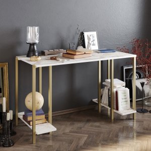 Reader skrivbord 125x60 cm - Vit/guld - Övriga kontorsbord & skrivbord