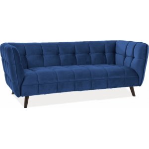 Renae 3- sits soffa - Blå sammet - 3-sits soffor