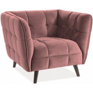 Renae fåtölj - Rosa sammet - Tygfåtöljer