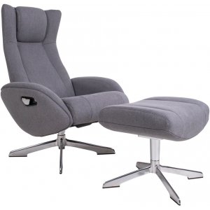 Riga Fåtölj med fotstöd - Grå - Tygfåtöljer