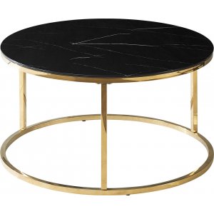 Sabine soffbord Ø80 cm - Svart/guld - Glasbord