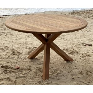 Saltö runt matbord i teak - 120 cm diameter + Träolja för möbler - Utematbord