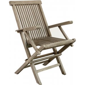 Saltö stol med armstöd - Grå teak + Träolja för möbler - Utematstolar