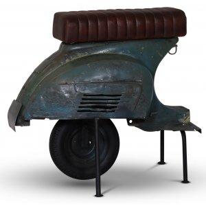 Scooter barstol - Vintage blå / Brun - Barstolar