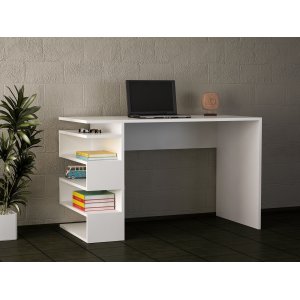 Snake skrivbord 120x60 cm - Vit - Skrivbord med hyllor | lådor