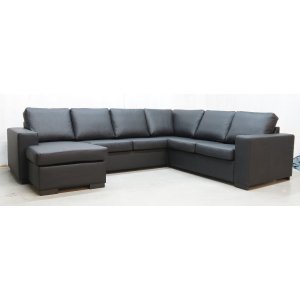 Solna XL U-soffa i bonded leather - Vänster + Läderimitationsrengöring - Hörnsoffor