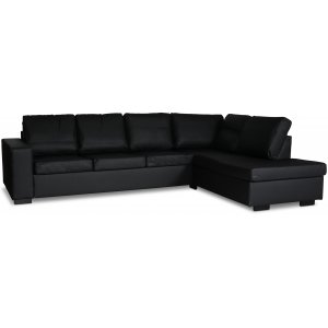 Solna soffa i läder öppet avslut 3A - Svart bonded leather + Matt- och textilrengöring - Hörnsoffor