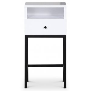 Stilo V.2 sängbord med låda Vit / Svart - Sängbord -Sovrumsmöbler - Sängbord