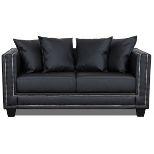 Tempel 2-sits soffa med nitar - Svart PU - 2-sits soffor