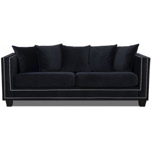 Tempel 3-sits soffa med nitar - Svart sammet - 3-sits soffor