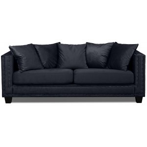 Tempel 3-sits soffa med nitar - Svart matt sammet - 3-sits soffor