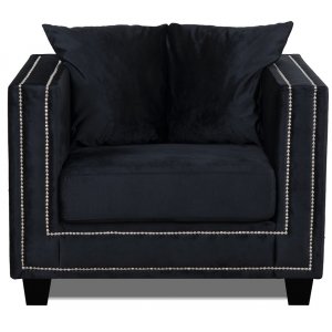 Tempel fåtölj med nitar - Svart -Tygfåtöljer - Fåtöljer