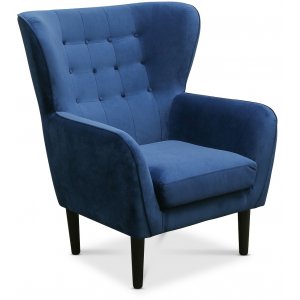Teodor fåtölj - Blå sammet - Tygfåtöljer