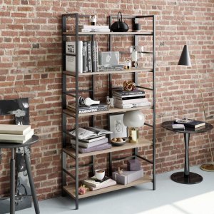 Tinleys bokhylla - Valnöt/svart - Bokhyllor -Hyllor - Bokhyllor