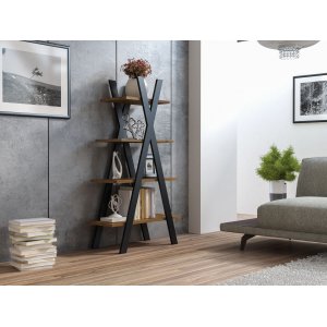 Tipi bokhylla 136 cm - Wotan ek/svart - Bokhyllor -Hyllor - Bokhyllor