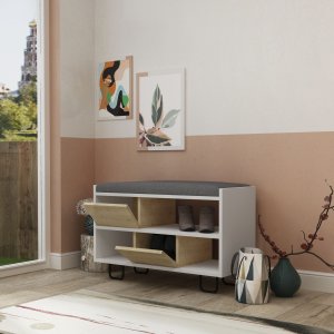 Troy skoskåp - Vit/ek - Skoskåp -Skoskåp - Hallmöbler