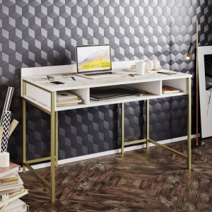 Tumata skrivbord 120x60 cm - Guld/vit - Övriga kontorsbord & skrivbord