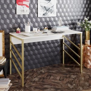 Tuna skrivbord 120x60 cm - Guld/vit - Övriga kontorsbord & skrivbord