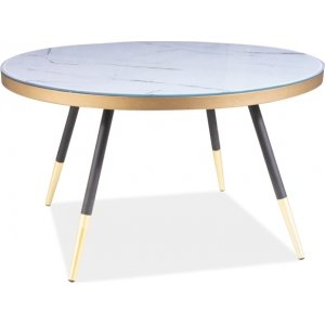 Vega soffbord Ø80 cm - Vit marmor - Glasbord