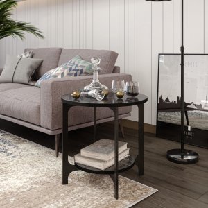 Versy sidobord 50 x 49 cm - Svart marmor - Sidobord & lampbord