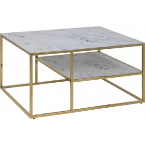 Alisma soffbord 90x60 cm - Vit marmor/guld - Soffbord i marmor