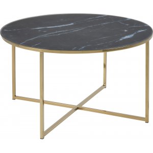 Alisma soffbord Ø80 cm - Svart marmor/guld - Soffbord i marmor