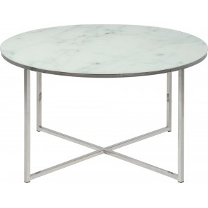 Alisma soffbord Ø80 cm - Vit marmor/krom - Soffbord i marmor