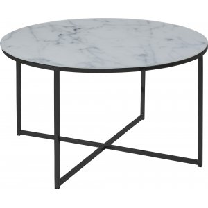 Alisma soffbord Ø80 cm - Vit marmor/svart - Soffbord i marmor