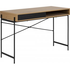 Angus skrivbord 110x50 cm - Ek/svart - Skrivbord med hyllor | lådor