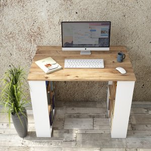 Britt skrivbord 90x60 cm - Furu/vit - Övriga kontorsbord & skrivbord
