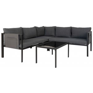 Cannes utegrupp - Svart / Grå + Möbelvårdskit för textilier - Loungegrupper