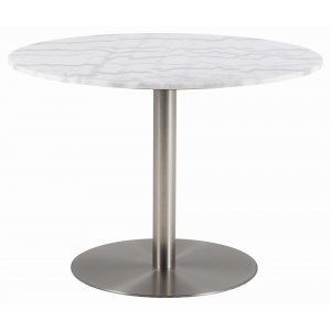 Corby matbord Ø105 cm - Vit/nickel - Ovala & Runda bord