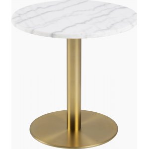 Corby sidobord Ø50 cm - Vit marmor/mässing - Sidobord & lampbord