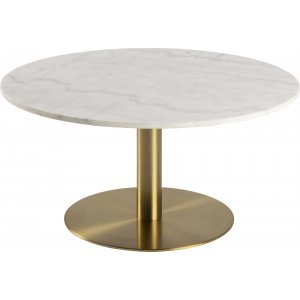 Corby soffbord Ø90 cm - Vit/mässing - Soffbord i marmor