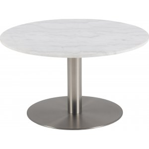 Corby soffbord Ø80 cm - Vit/nickel - Soffbord i marmor