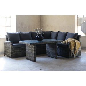 Daven utegrupp med bord - Grå konstrotting - Loungegrupper