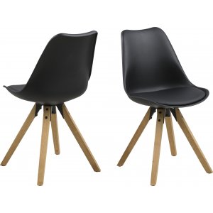 2 st Dima matstol - Svart PU/gummiträ - Konstläderklädda stolar