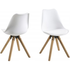 2 st Dima matstol - Vit PU/gummiträ - Konstläderklädda stolar