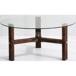 Drone soffbord Ø75 cm - Valnöt - Glasbord