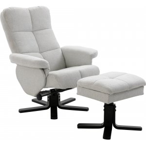 Duva reclinerfåtölj med fotpall - Grå tyg + Möbelvårdskit för textilier - Reclinerfåtöljer