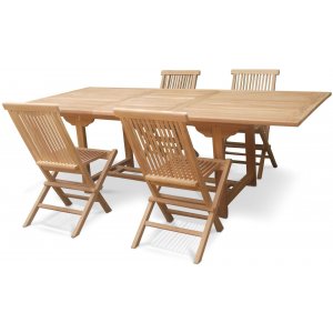 Edenryd matgrupp innehållande matbord 160-210 cm inkl 4 st Edenryd stolar - Teak - Utematgrupper