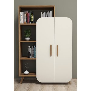 Form bokhylla - Valnöt/cream - Bokhyllor -Hyllor - Bokhyllor